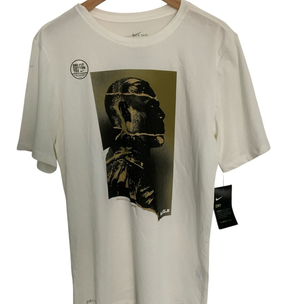 NIKE LEBRON KING DOUBLE CLUTCH SAIL OLIVE METALLIC GOLD SHIRT small 924219-133